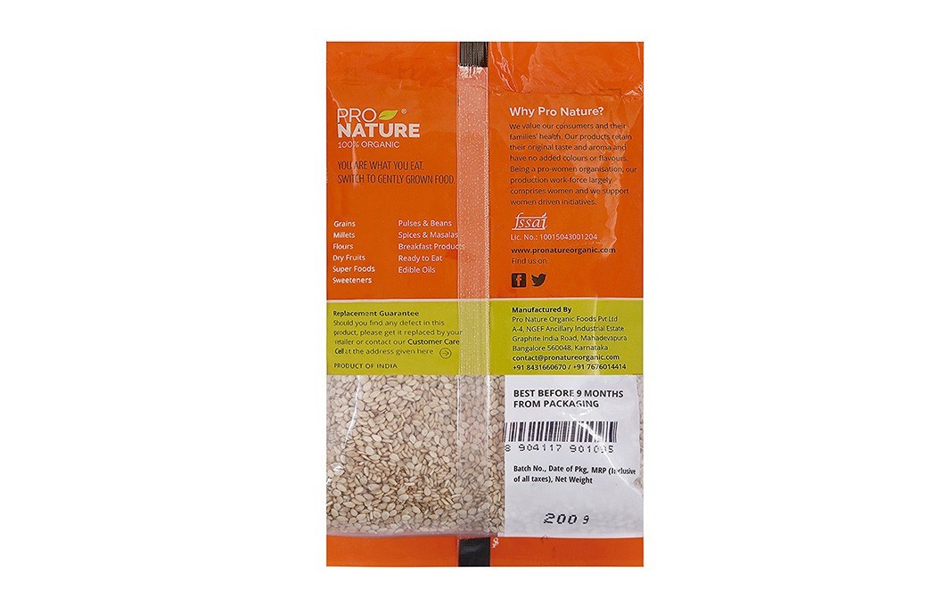 Pro Nature Organic Sesame (White)    Pack  200 grams